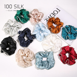 Rhinestone Decoration Best Quality Silk Scrunchies for Ladies Hair